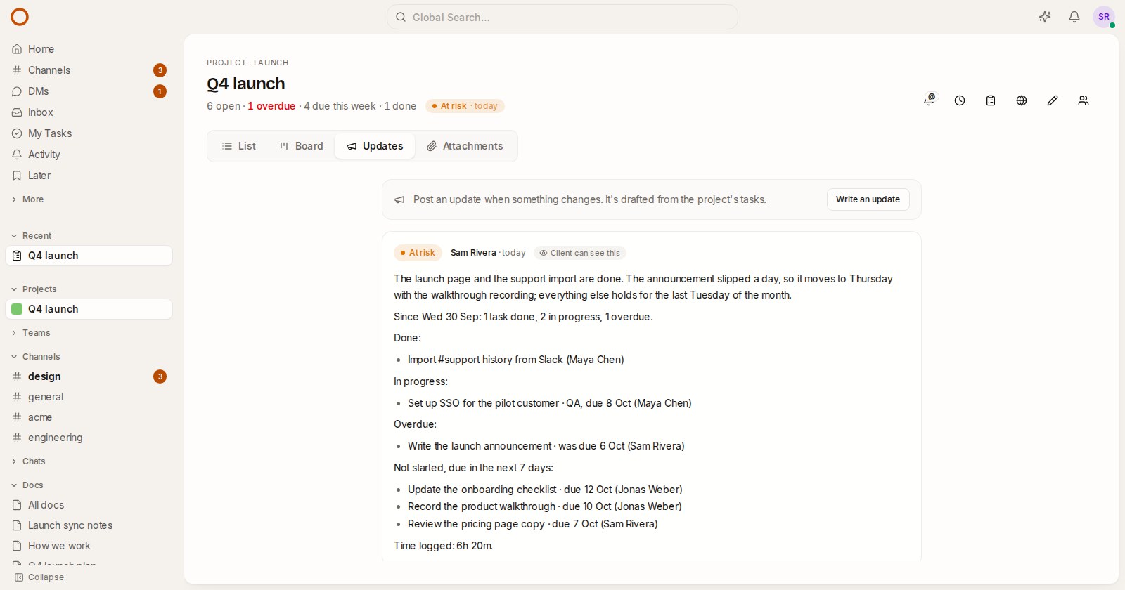 Tell Your Client Where The Project Stands, In A Minute